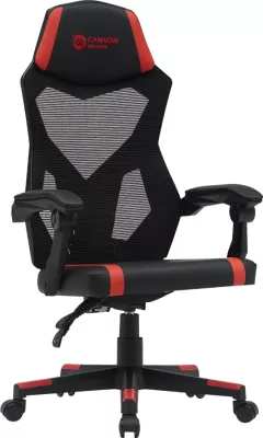 Karrige gaming CANYON Flow MCH01, rrjetë, kënd 90-135°, 120 kg, zi/kuqe