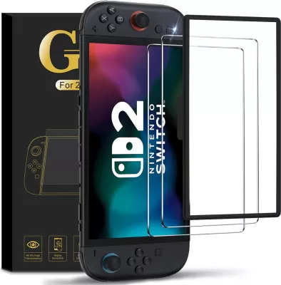 Set mbrojtës ekrani, Hurtel, për Nintendo Switch 2, 0.33 mm, transparencë 99.9%, kornizë pozicionimi, 2 copë