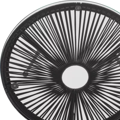 Tavolinë anësore profesionale Allegra, metal i zi dhe ratan i zi, FH5874.01, D47x45Hcm