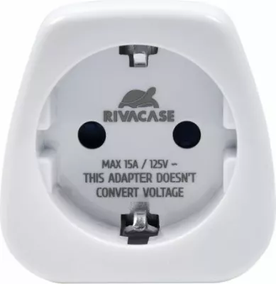 Adapter udhëtimi RivaCase PS4301 EU në US, 100-250V, 15A, i bardhë