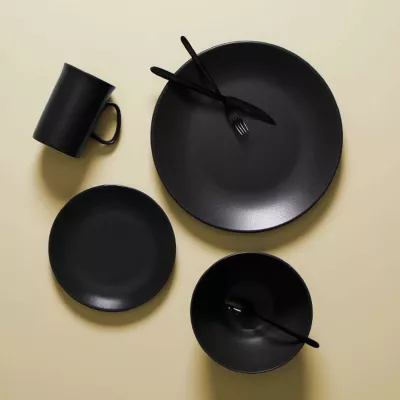 Pjatëz për filxhan të stivueshëm Porland Seasons Coal 150 mm porcelan, set 6 copë, e zezë