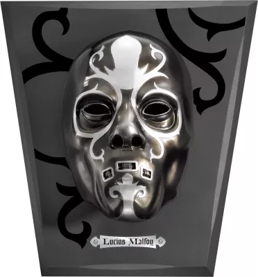Maskë replike NOBLE COLLECTION Harry Potter Lucius Malfoy Death Eater, 23 x 16 cm, me panel ekspozimi 40 x 26 cm, zi-argjendtë