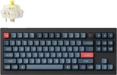 Tastierë mekanike Keychron V3 Max, DE layout, Gateron Jupiter Banana, Hot-Swap, RGB, e zezë/blu