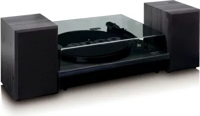 Gramafon Lenco LS-300, Bluetooth, 2 altoparlantë, druri, e zezë