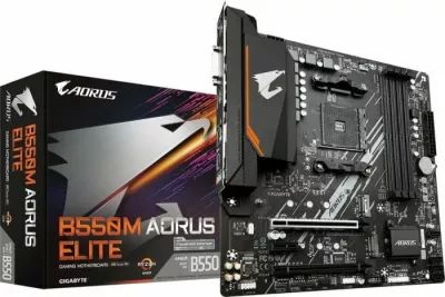 Pllakë amë GIGABYTE B550M AORUS ELITE, AMD B550, AM4, mATX, DDR4 128GB, 2x M.2, 4x SATA3, HDMI, USB 3.2 Gen1