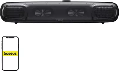 Altoparlant mini Baseus AeQur, model A20054402111-00, lidhje Bluetooth 5.3/USB-C/AUX, i zi