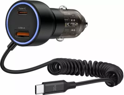 Karikues veture Tech-Protect CC05, 2 porta, 60W, me kabllo USB-C, Zi
