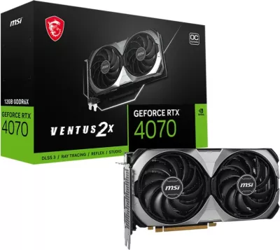 Kartelë grafike MSI GeForce RTX 4070 VENTUS 2X E 12G OC, 12 GB, GDDR6X, PCI Express 4.0, e zezë, argjend