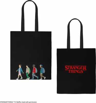 Çantë tote Cinereplicas Stranger Things, 42×38 cm, 100% poliester, e zezë