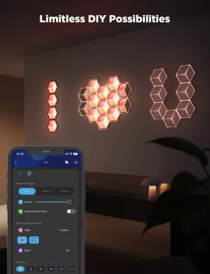 Panel dritash LED Govee Glide Hexagon Light Panels Ultra, RGBIC, Wi‑Fi, 7 copë