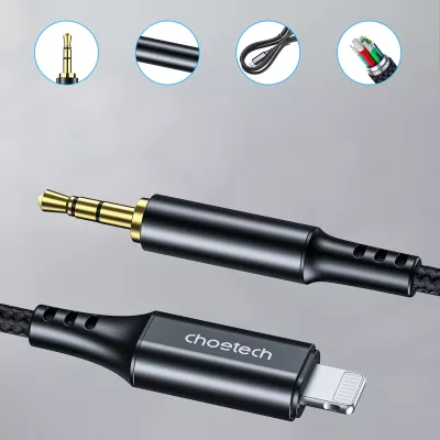 Kabllo audio Choetech AUX009, Lightning në 3.5mm, 2m, e zezë