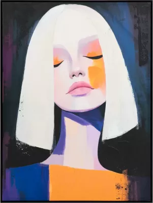 Pikturë dekorative DONNA SOGNA me kornizë, shumëngjyrëshe, dru i zi, 90x120x4cm