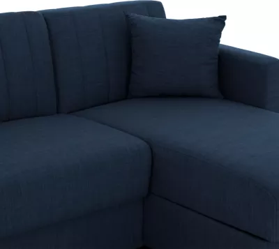 Divan qoshe me shtrat GHUFRAN FH3244.07, i kthyeshëm me hapësirë magazinimi, pëlhurë blu, 200x133x77 cm