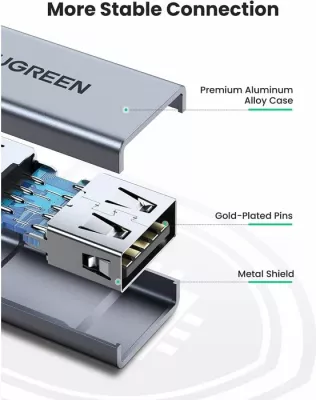 Adapter USB-A në USB-A UGREEN 20119, USB 3.0 5Gbps, female-female, 2A, gri, 1 copë (polybag)