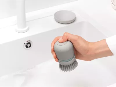 Furçë për enë me dozator sapuni Brabantia SinkSide 302824, 0.1 L, gri