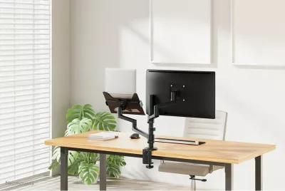 Krah tavoline Neomounts DS20-425BL2 për monitor dhe laptop, 27 inç, rregullim i lartësisë, i zi