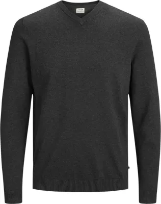 Xhemper për meshkuj Jack & Jones JJEBASIC KNIT V-NECK NOOS, gri e errët
