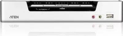 Switch KVM ATEN 4-Port USB HDMI me Audio dhe USB 2.0 Hub, i zi/argjendtë