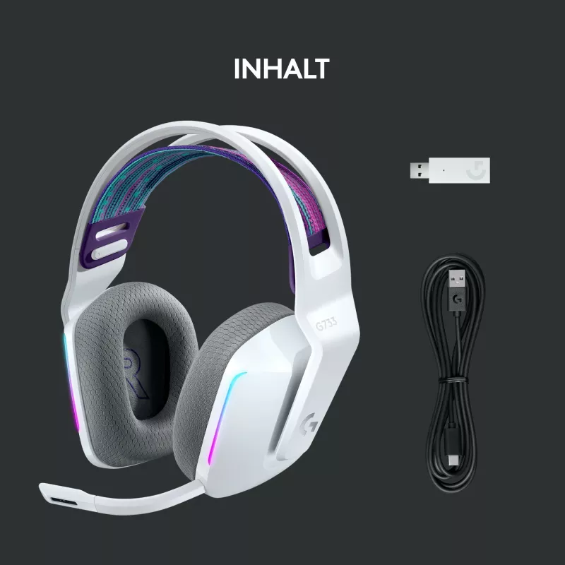 Kufje gaming Logitech G733 LIGHTSPEED, Wireless, RGB, të bardha