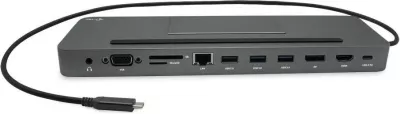 Doking stacion i-tec USB-C Metal Ergonomic 4K 3x Display, DP HDMI VGA LAN Audio, Power Delivery 85W, me karikues universal 100W