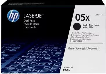 Toner HP 05X (CE505XD), rendiment i lartë, i zi, paketë dyshe