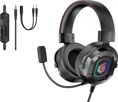 Kufje gaming Conceptronic Kli Audio, mikrofon, ndriçim RGB, kabllo 2.2m, e zezë