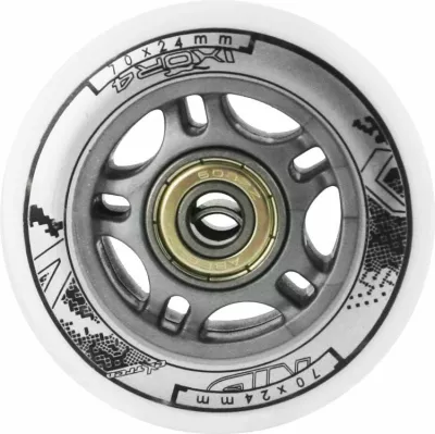 Set rrota PU dhe kushineta ABEC-7 Nils Extreme, të bardha (4+8 copë)