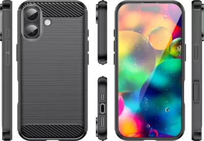 Mbështjellës Hurtel Carbon Case për iPhone 17, i zi