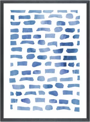 Pikturë dekorative IOS, kanavacë, ngjyrë kaltër, e bardhë, kornizë e zezë, 40x60x3cm