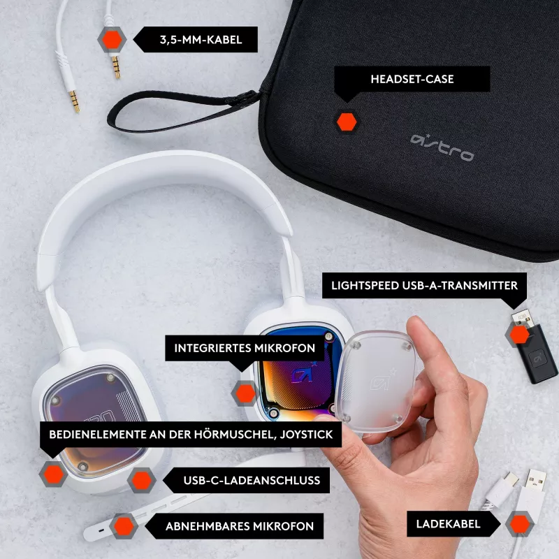 Kufje gaming ASTRO A30, Wired & Wireless, e bardhë