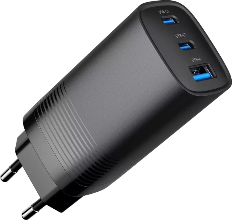 Karikues  GEMBIRD TA-UC-PDQC65-01-BK, 3-porte, 65W GaN USB, i zi