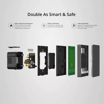 Switch muri smart SONOFF M5-1C-80, Wi‑Fi 2.4GHz, 1-kanal, standard EU, AC 120-240V, gri e errët, single