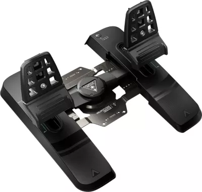 Pedale rudder Turtle Beach VelocityOne Rudder për PC dhe Xbox, USB-C, Hall sensor, frena diferenciale, të zeza