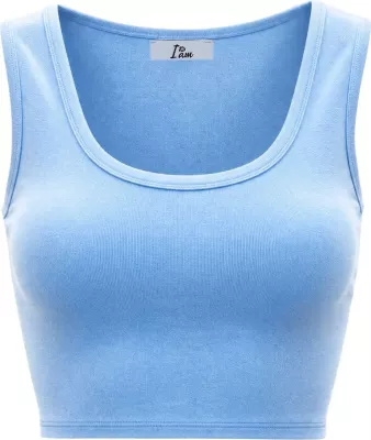 Crop top për femra I am BASIC 1947, blu e çelët [Madhësia: S]