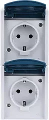 Prizë dyfishe BUSCH-JAEGER 2084-0-0701, Schuko CEE 7/3, IP44, 16A/250V, blu/bardhë