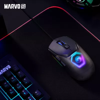 Maus gaming Marvo Fit Lite G1, 12000 DPI, RGB, me kabllo, 7 butona, i zi
