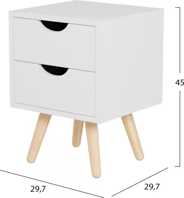 Komodinë DINKL FH2472.03 melaminë-2 sirtarë ngjyrë bardhë 29,7x29,7x45H cm
