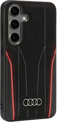 Mbështjellës Audi Genuine Leather MagSafe për Samsung Galaxy S24, i zi-kuq