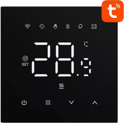 Termostat i mençur Avatto WT410-BH-3A-B për bojler, WiFi, i zi
