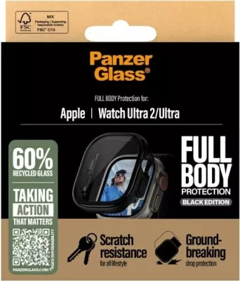 Mbrojtëse xhami PanzerGlass Snappie Full Body për Apple Watch Ultra 2, E zezë