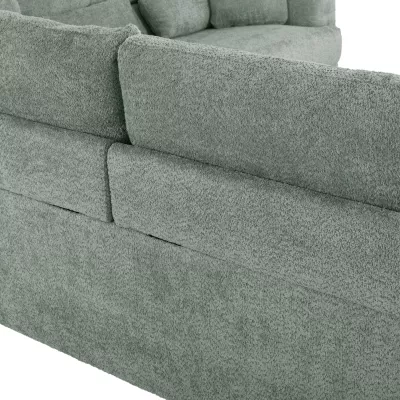 Kënd divani SYMMET FH3269.06, pëlhurë mente, këmbë antracit me shkëlqim, 314x236x90-102H cm