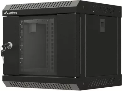 Kasë RACK LANBERG 10" 4U, e zezë, dyer xhami