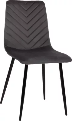 Karrige për ngrënie LATRELL FH8587.01 kadife gri & këmbë metali të zeza 43x54x88Hcm., set prej 4 copë