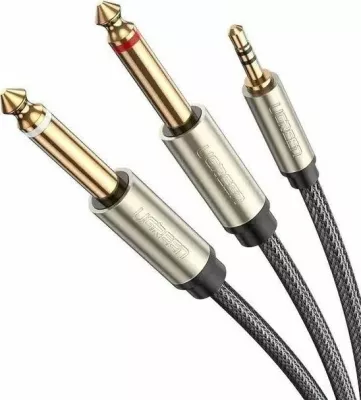 Kabllo audio Ugreen AV126 3.5mm në 2x6.3mm, 2m, gri (10615)