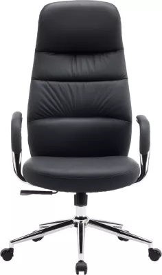 Karrige zyre TEETER, lëkurë PU e zezë, bazë kromi, 67x66x121cm