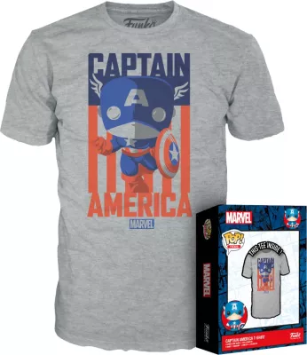 Maicë Funko Pop Marvel Captain America, XL, gri, set me figurë