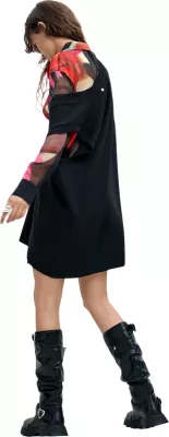 Fustan për femra Desigual VEST_MAMEN_LACROIX 26WWVW43, i zi [Madhësia: XS]