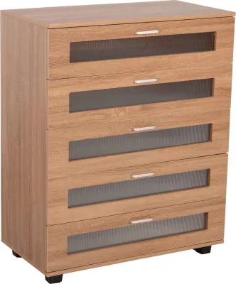 Komodinë me sirtarë THORGAN FH9881.01 melaminë në ngjyrë sonama-5 sirtarë 80Χ40Χ100H cm
