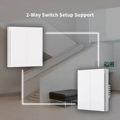 Switch muri smart Aqara H1 EU WS-EUK01 DOUBLE, Zigbee 3.0, me neutral, double switch, i bardhë
