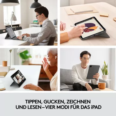 Mbështjellës tastierë Logitech Combo Touch, AZERTY, Trackpad, iPad, Gri